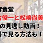相席食堂川合俊一と松嶋尚美回8/9の見逃し動画！無料で見る方法も！